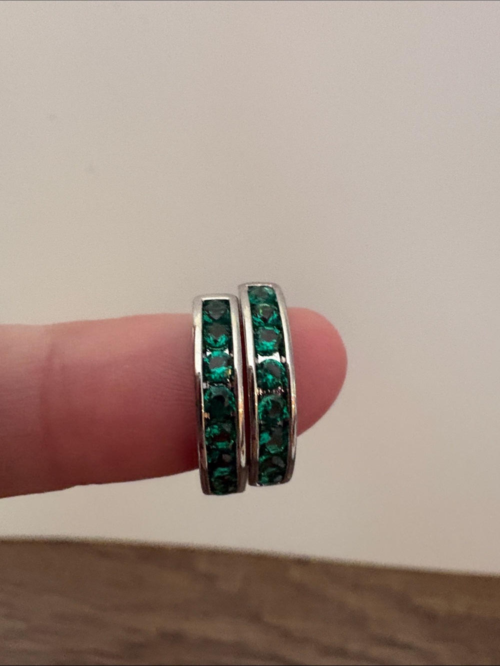 Pretty Bird Emerald Green Crystal Channel Hoop Earrings